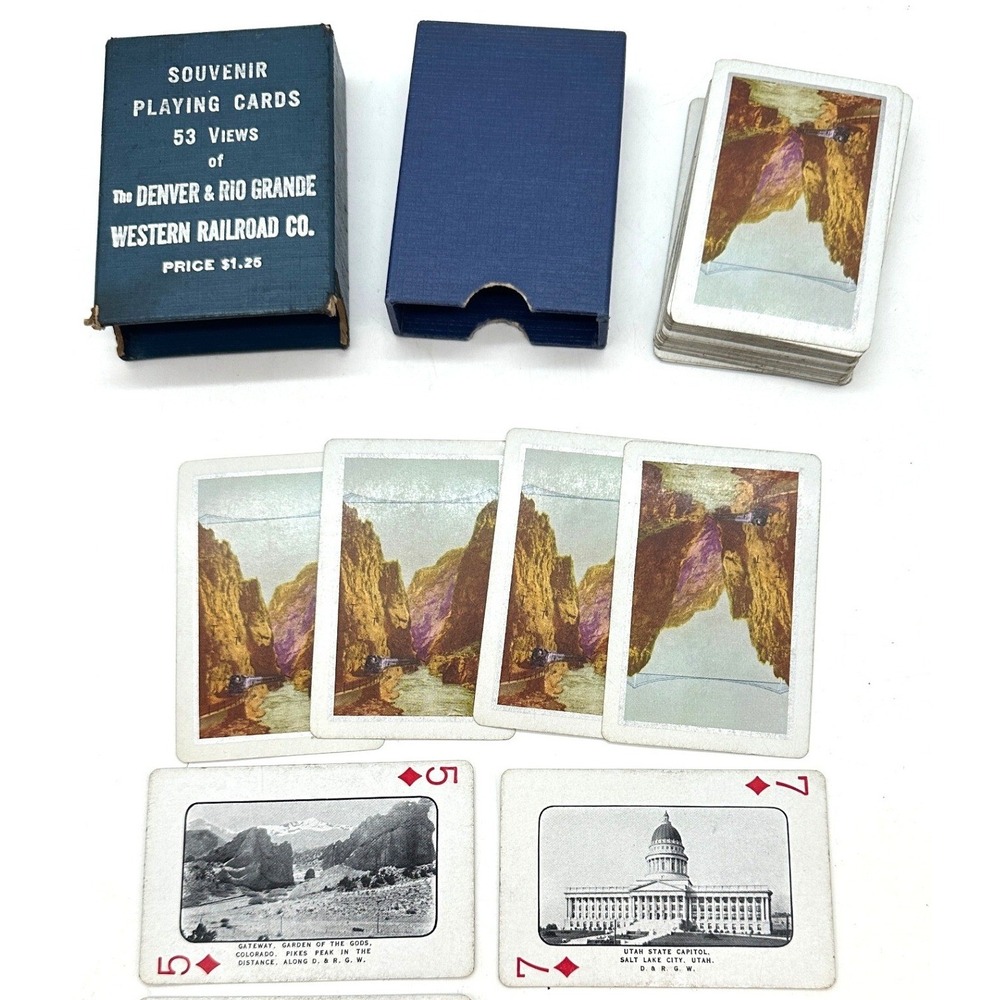Denver & Rio Grande Western Railroad Souvenir Playing Cards 53 Views Vintage 50s